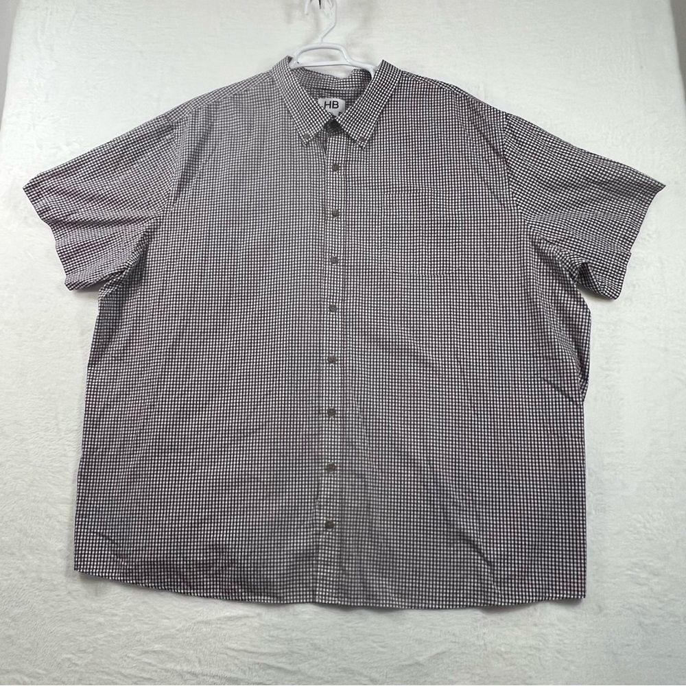 Men's HB Red, Black and White Checkered Short Sleeve Big and Tall Shirt size 4XL